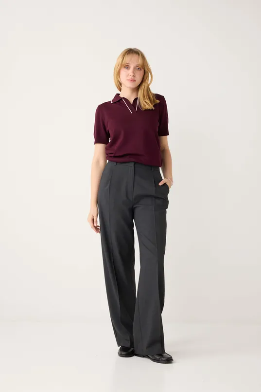 Bayan  Normal Bel Normal Paça Cepli Dokuma Pantolon